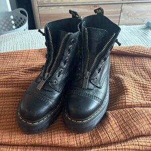 Dr. Martens Shoes Sinclair Black Milled Napa Leather Zipper Ankle Boots